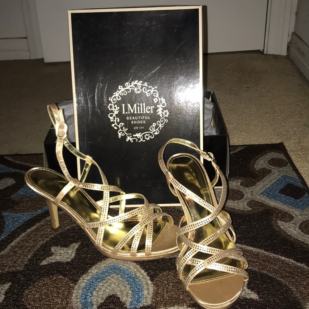 Gold Strappy Heels Size 8